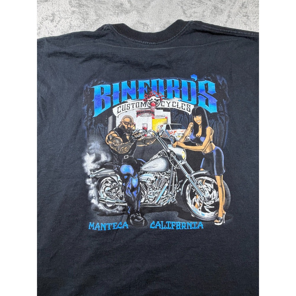 Binford's Custom Cycles T Shirt Mens 2XL Black Motorcycle Biker Manteca Graphic